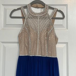 Royal Blue Rhinestone Top Prom Dress